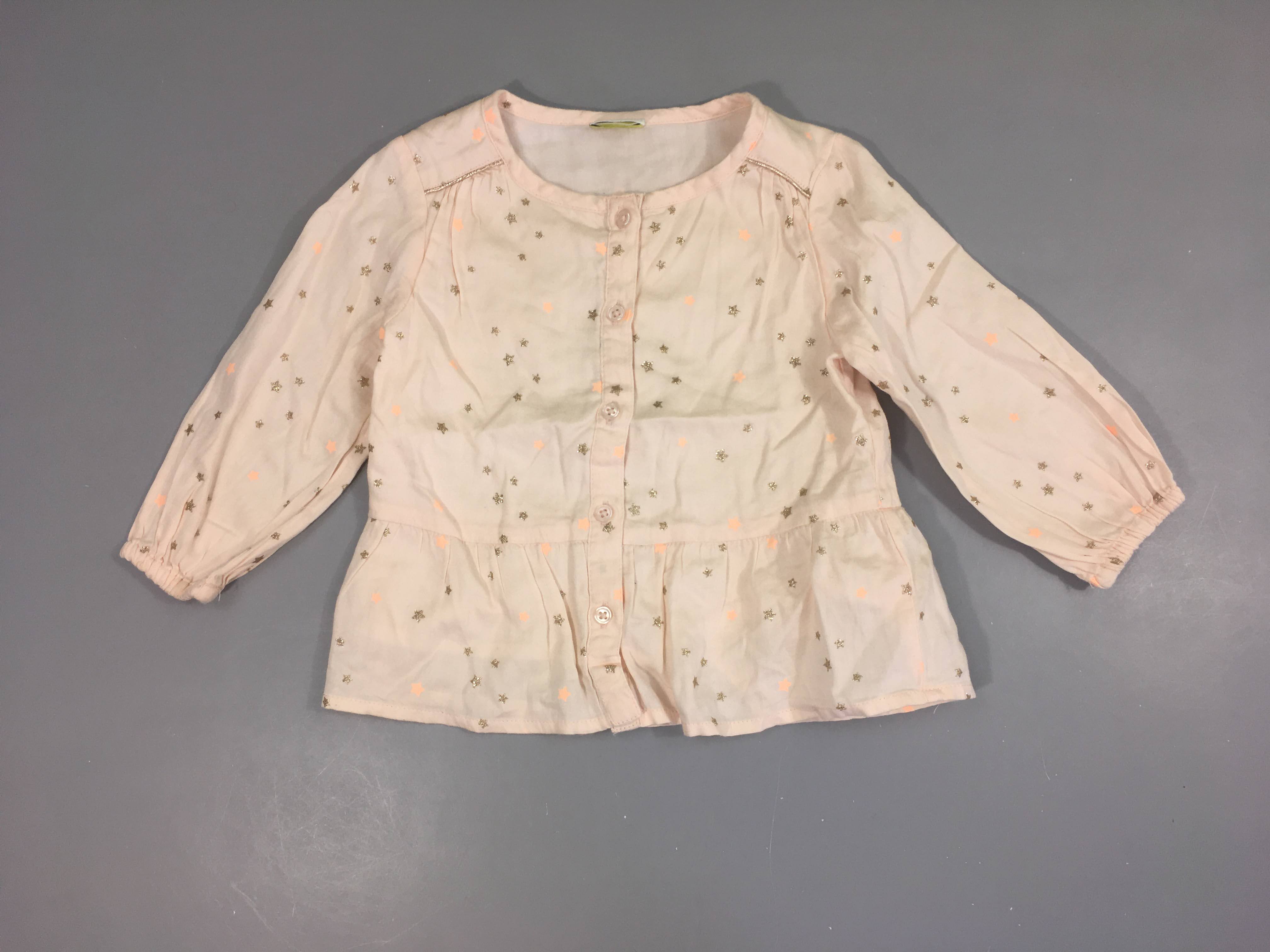 Chemisier rose clair étoiles dorées