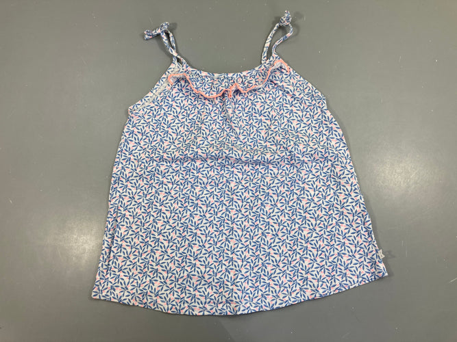T-shirt fines bretelles feuillage bleu, moins cher chez Petit Kiwi