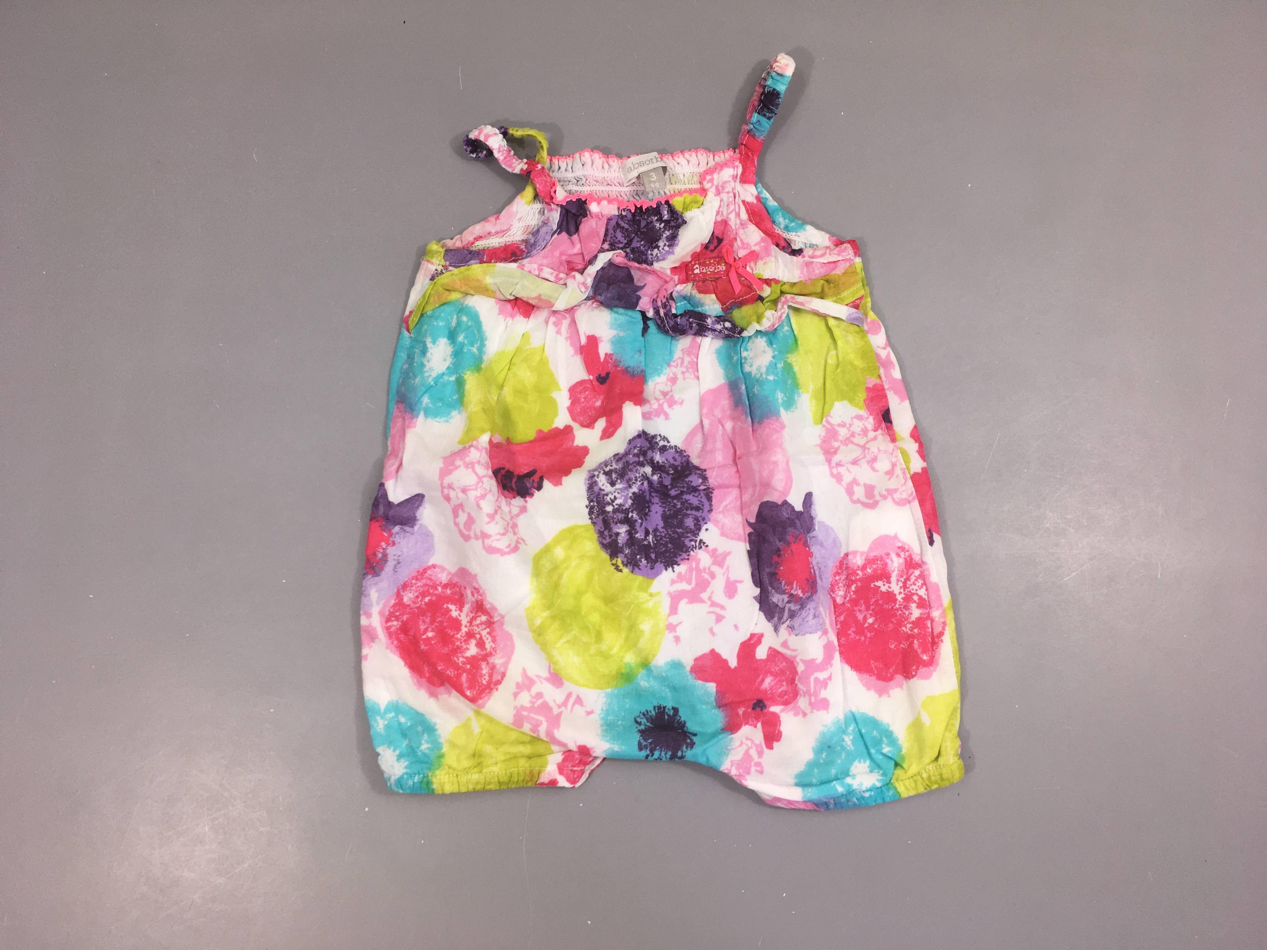 Combishort blanc effet taches couleurs