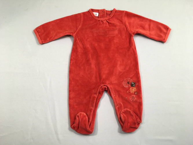 Pyjama velours rouge hibou, moins cher chez Petit Kiwi