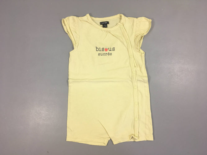 Combishort jaune pâle Bisous, moins cher chez Petit Kiwi