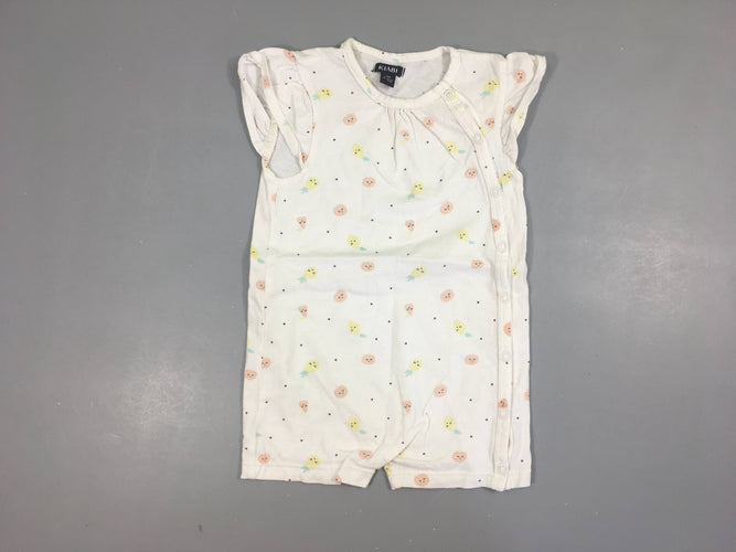 Combishort blanc fruits, moins cher chez Petit Kiwi