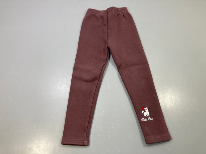 Legging prune molletonné doublé velours chat brodé « Cute Cat »Légèrement bouloché, moins cher chez Petit Kiwi