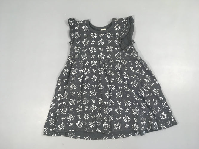 Robe s.m jersey grise feuillage blanc, moins cher chez Petit Kiwi