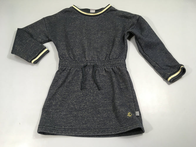 Robe m.l bleu paillettes dorées, taille elastique, moins cher chez Petit Kiwi