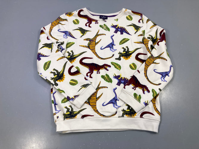 Sweat écru imprimé dinosaures multicolores, moins cher chez Petit Kiwi