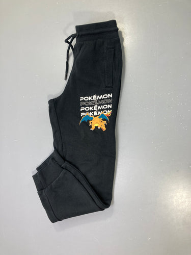 Pantalon jogging noir molleton, imprimé Pokémon Dracaufeu Bouloché, moins cher chez Petit Kiwi