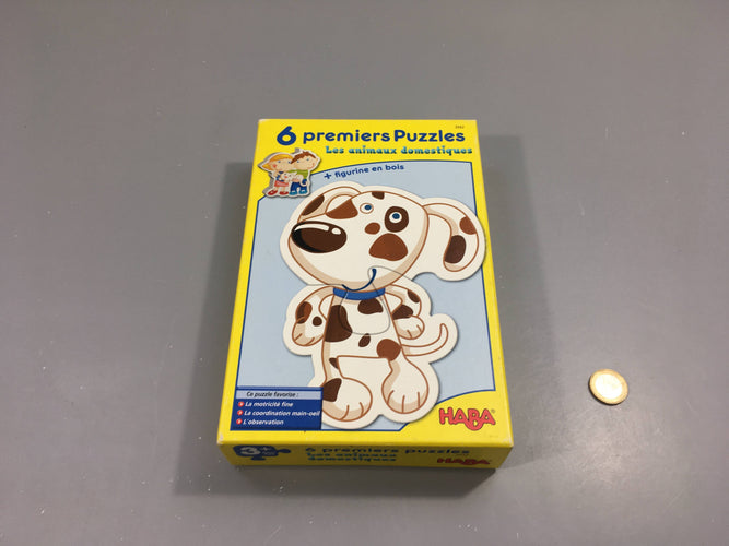 6 premiers puzzles, les animaux domestiques, manque 1pc au puzzle poussin, +3a, moins cher chez Petit Kiwi
