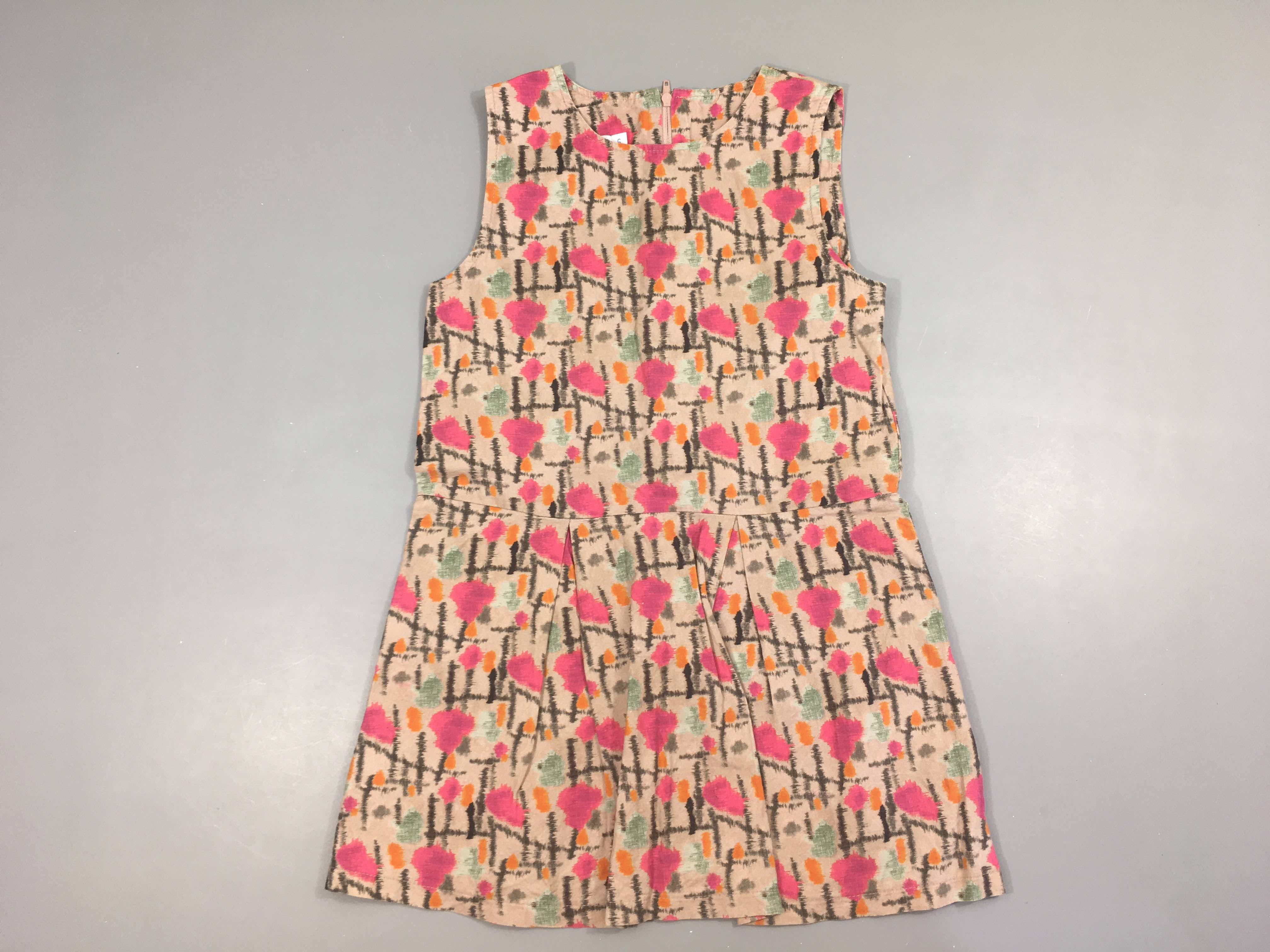 Robe s.m beige effet tache de couleurs fuchsia