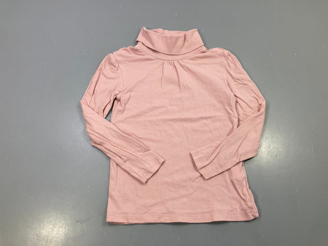 T-shirt m.l col roulé rose poudré, fronces à l'encolure, moins cher chez Petit Kiwi