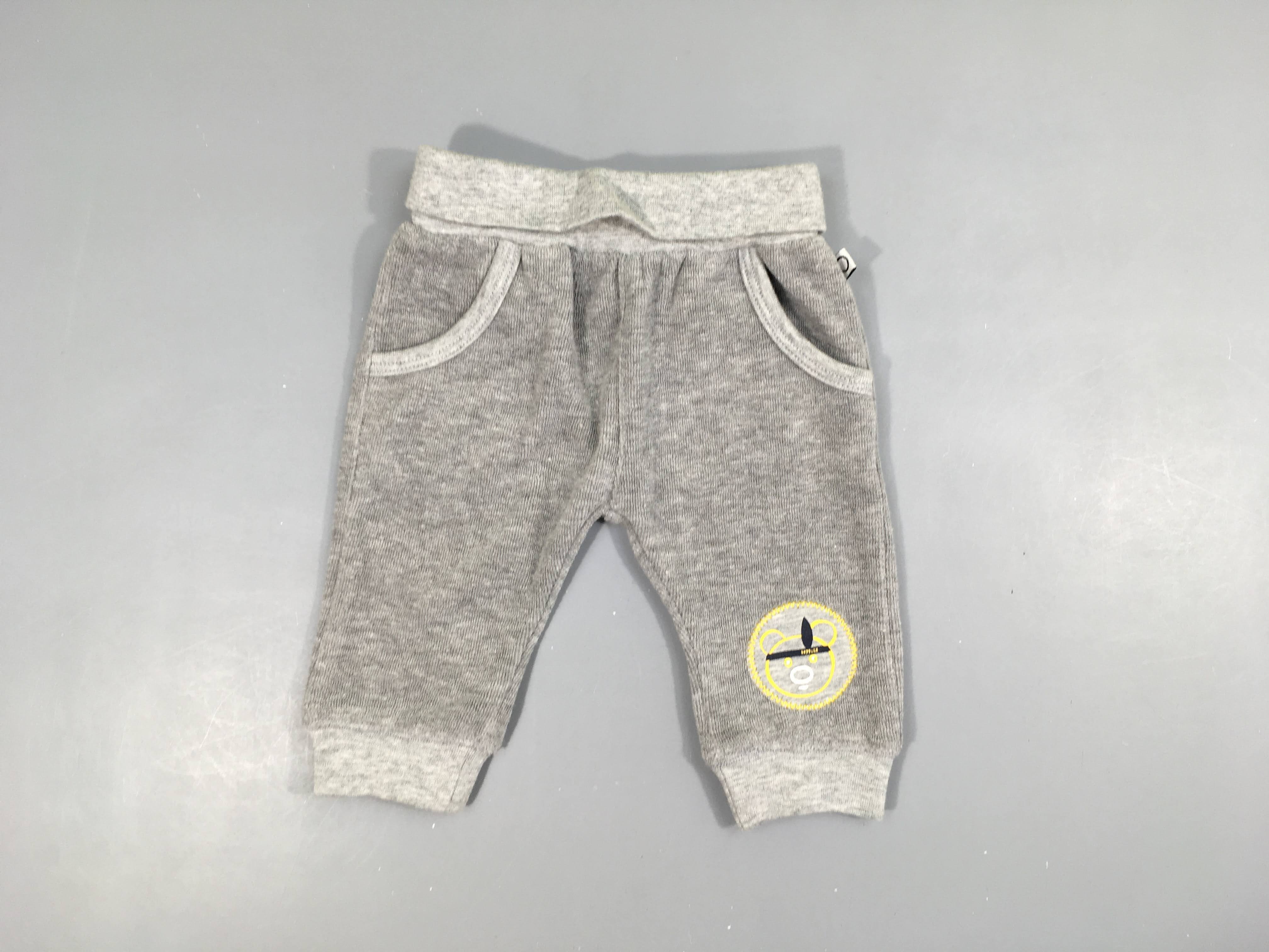 Pantalon training velours gris ourson