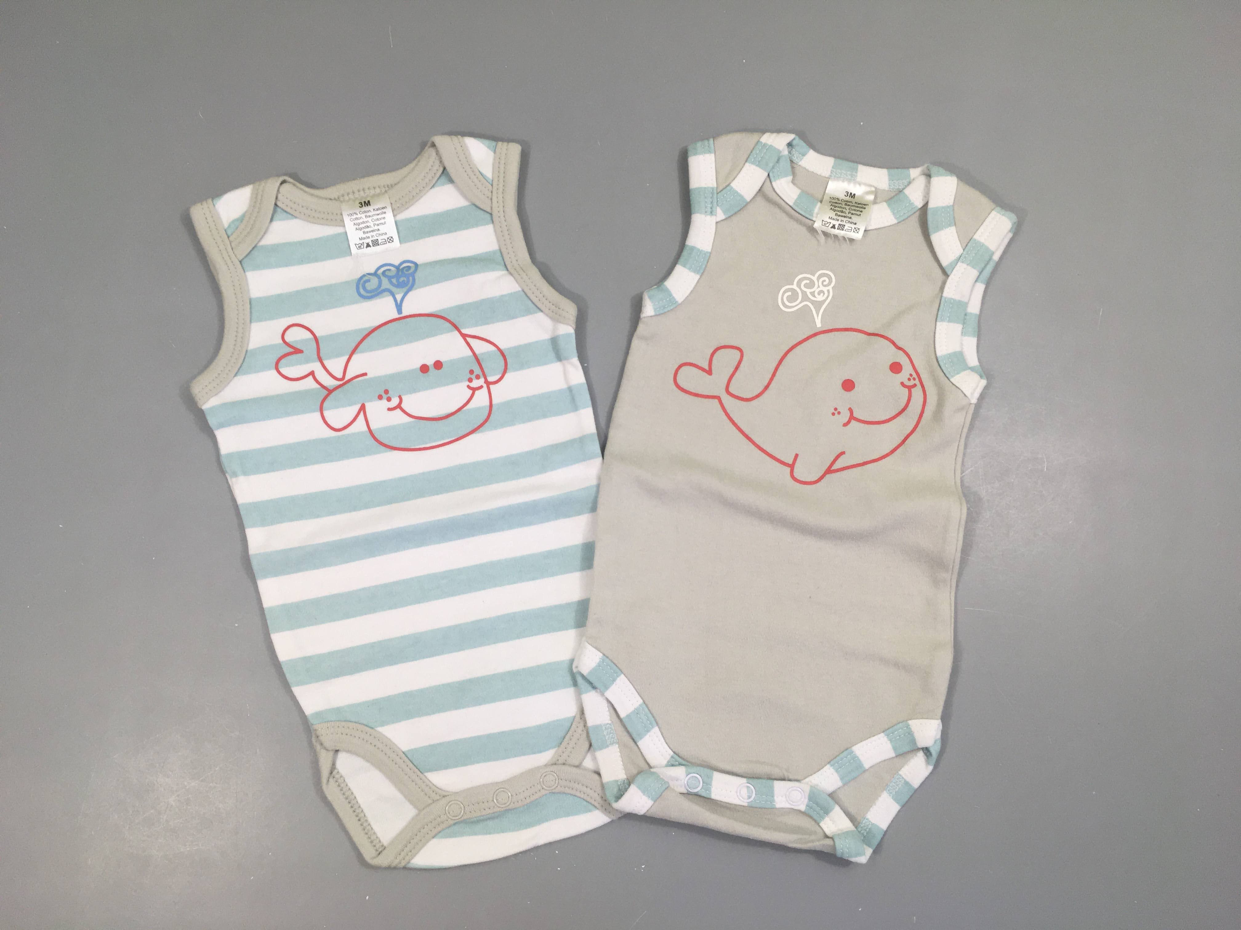 2 Bodies s.m blanc rayé bleu-beige Baleines