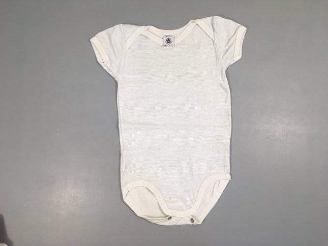Body m.c blanc rayé bleu clair, moins cher chez Petit Kiwi