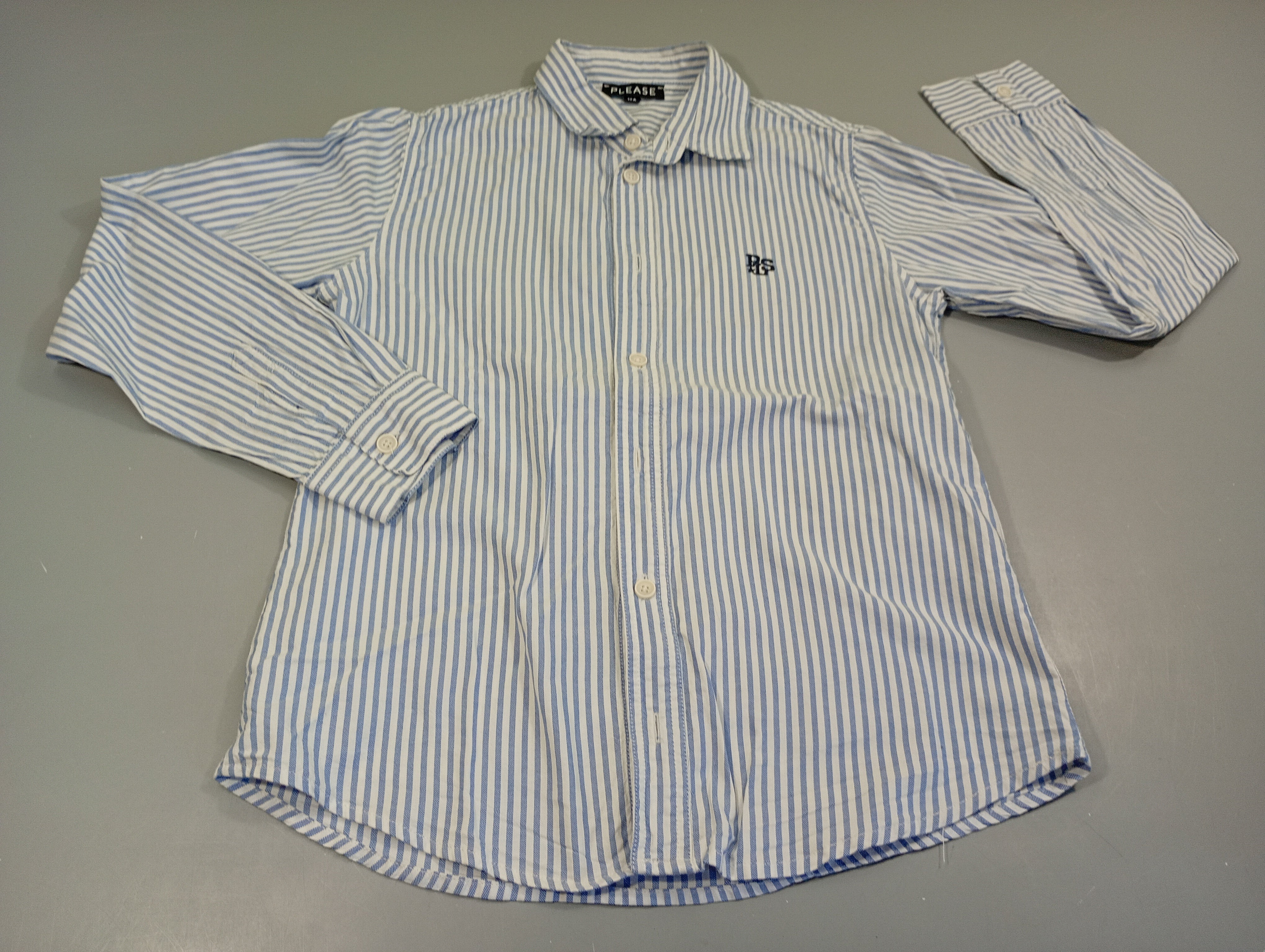 Chemise m.l blanche lignée bleu clair
