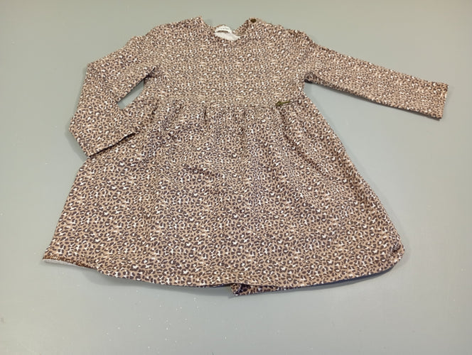 Robe m.l  brun clair, imprimé léopard, moins cher chez Petit Kiwi