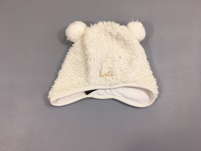 Bonnet peluche blanc oreilles, moins cher chez Petit Kiwi