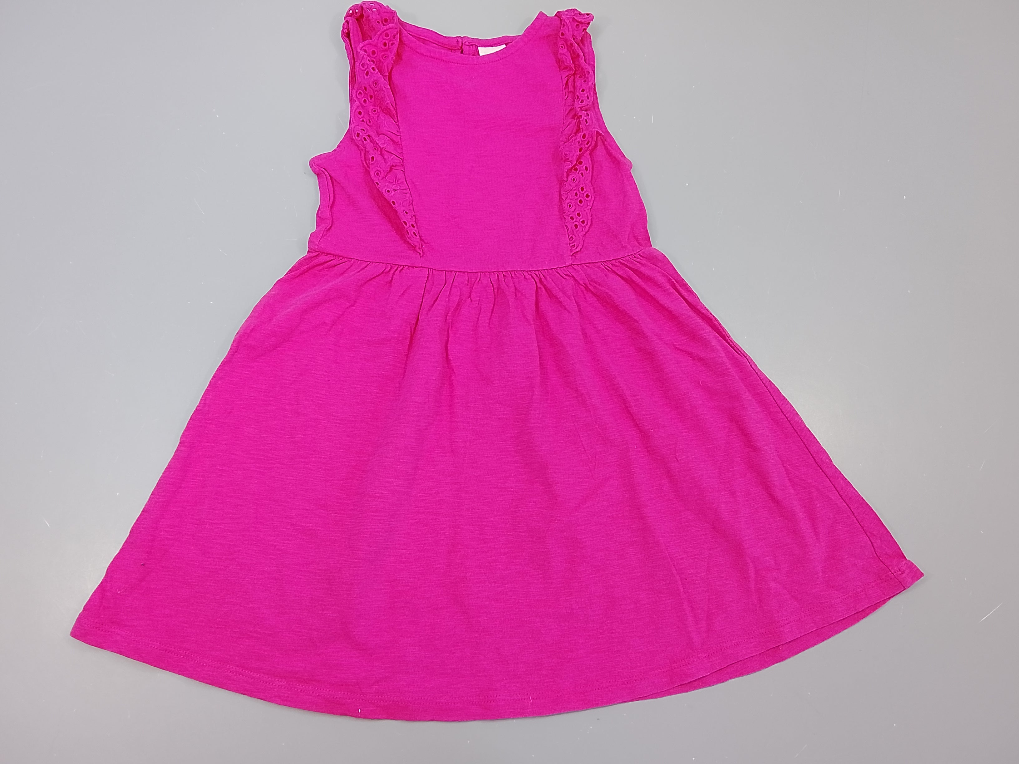 Robe m.c rose fuchsia flammé, volants