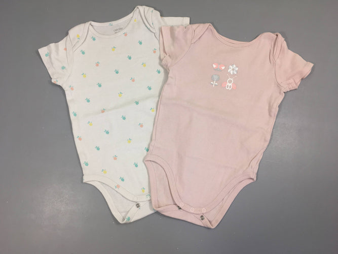 2 Bodies m.c rose/blanc insectes-fruits, moins cher chez Petit Kiwi