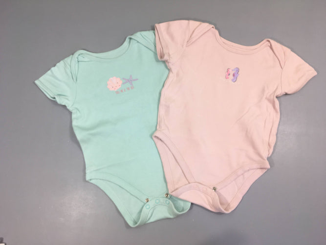 2 Bodies m.c rose/vert d'eau animaux mer, moins cher chez Petit Kiwi