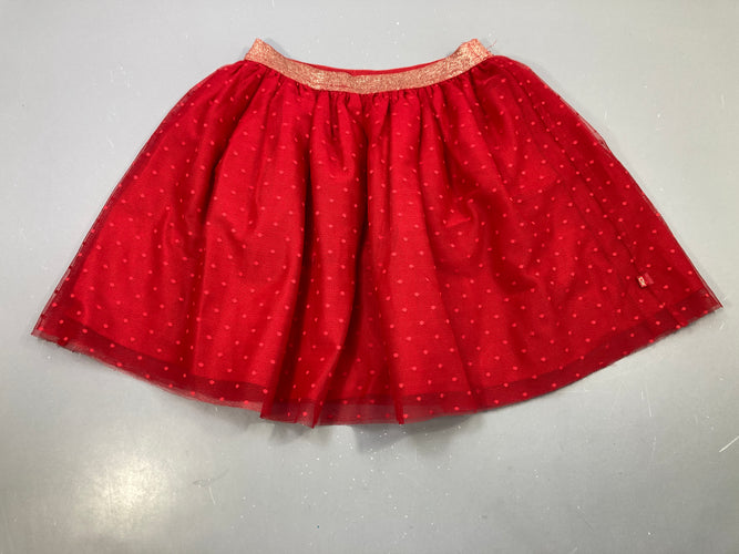 Jupe rouge tulle plumetis, ceinture élastique dorée pailletée, moins cher chez Petit Kiwi