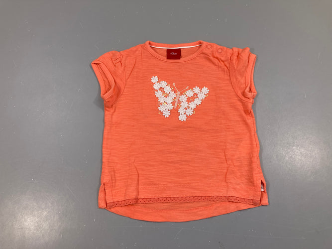 T-shirt m.c orange flammé papillon sequins, moins cher chez Petit Kiwi