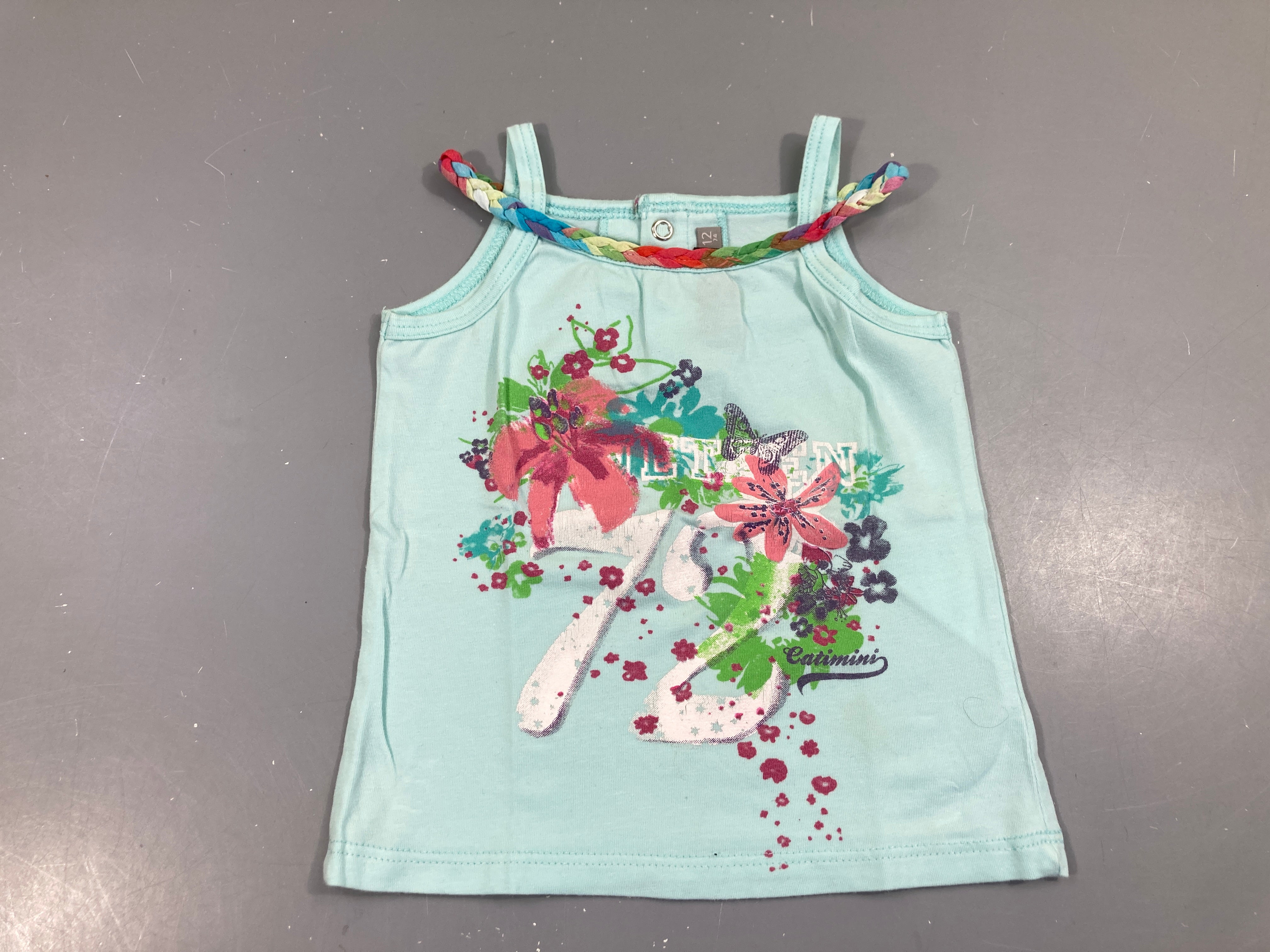 Top jersey bleu fleurs