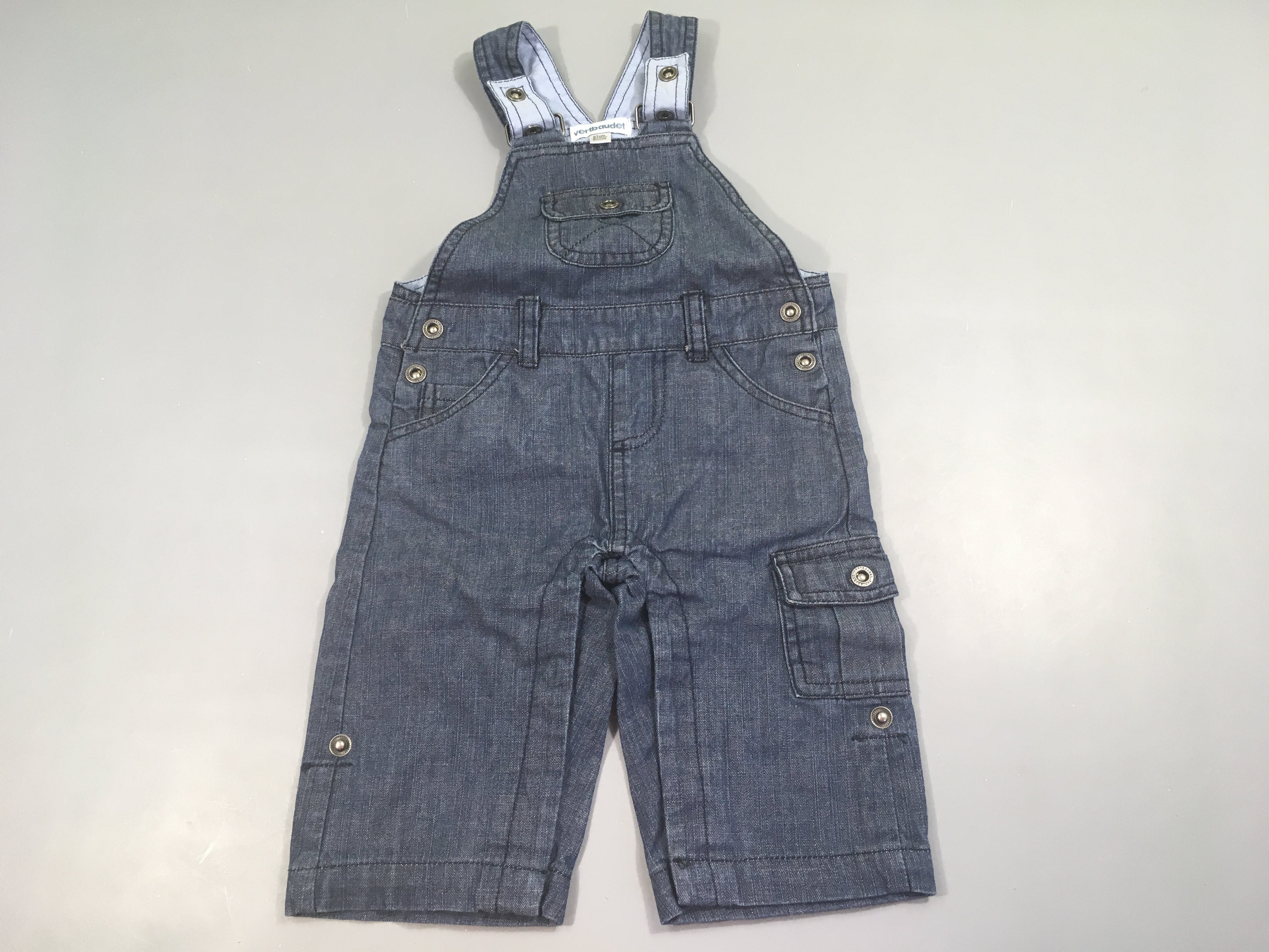 Salopette jeans bleu foncé doublée bleu clair