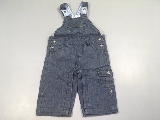 Salopette jeans bleu foncé doublée bleu clair, moins cher chez Petit Kiwi
