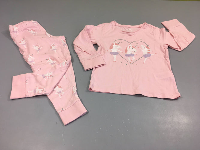 Pyjama 2pcs jersey rose coeur Licornes, moins cher chez Petit Kiwi