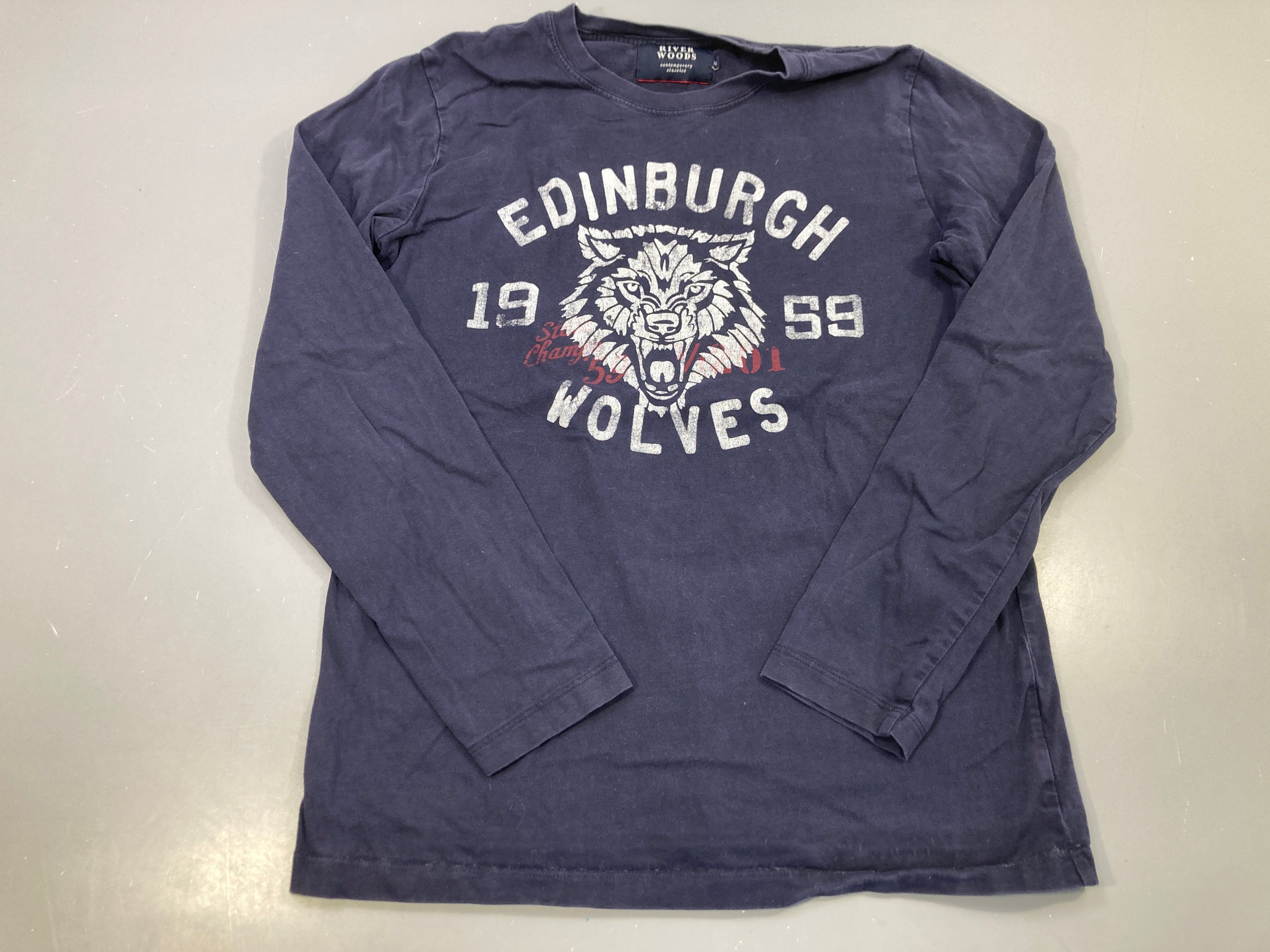 T-shirt m.l bleu marine, imprimé loup « Edinburgh Wolves »