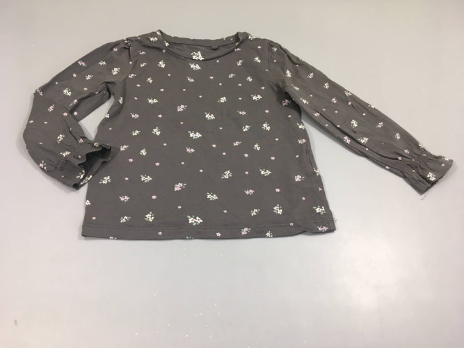 T-shirt m.l gris fleuri blanc, moins cher chez Petit Kiwi