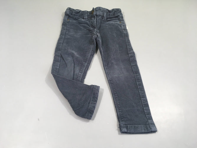 Pantalon slim velours ras gris bleuté, moins cher chez Petit Kiwi