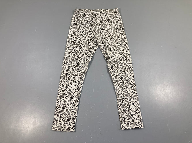 Legging blanc fleurs noires, moins cher chez Petit Kiwi