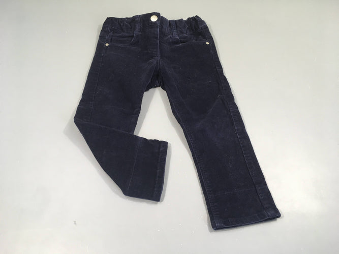 Pantalon velours côtelé bleu foncé doublé jersey, moins cher chez Petit Kiwi