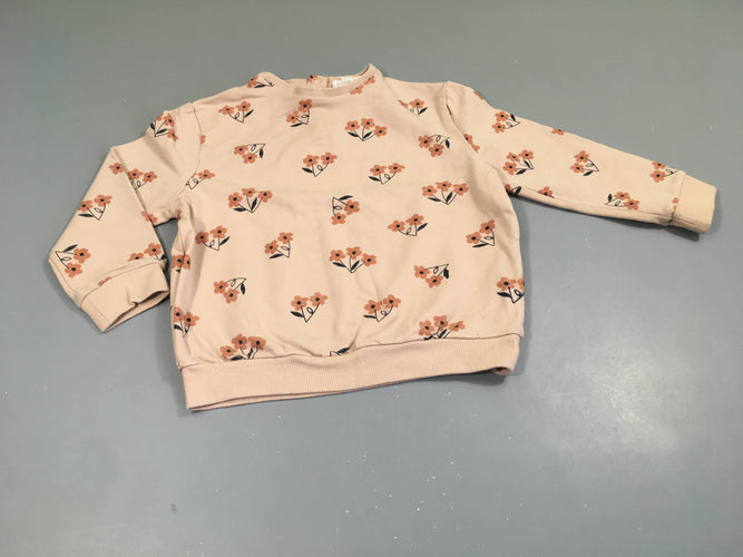 Sweat rose pâle fleurs, moins cher chez Petit Kiwi
