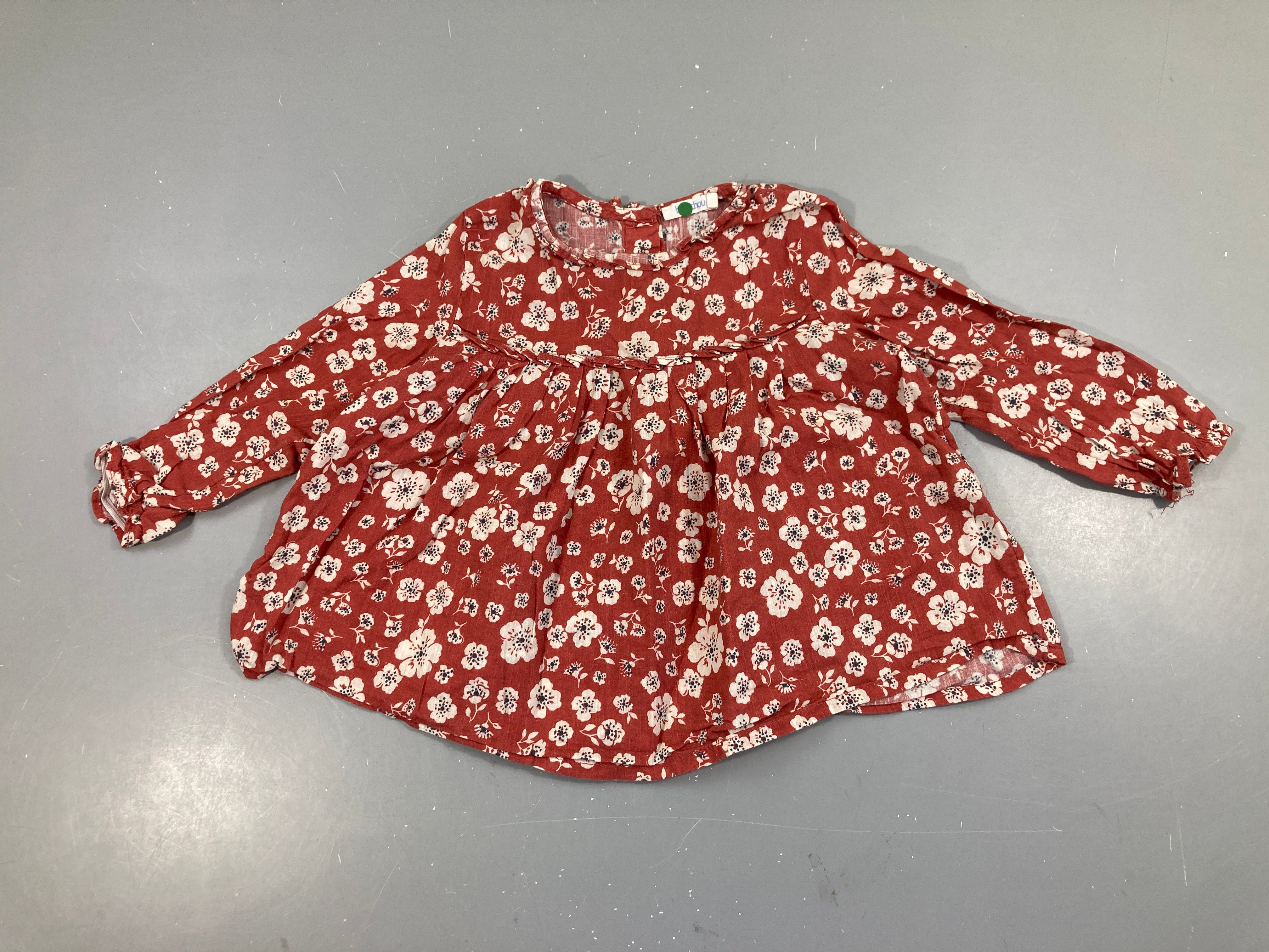 Blouse ml rouge fleurs