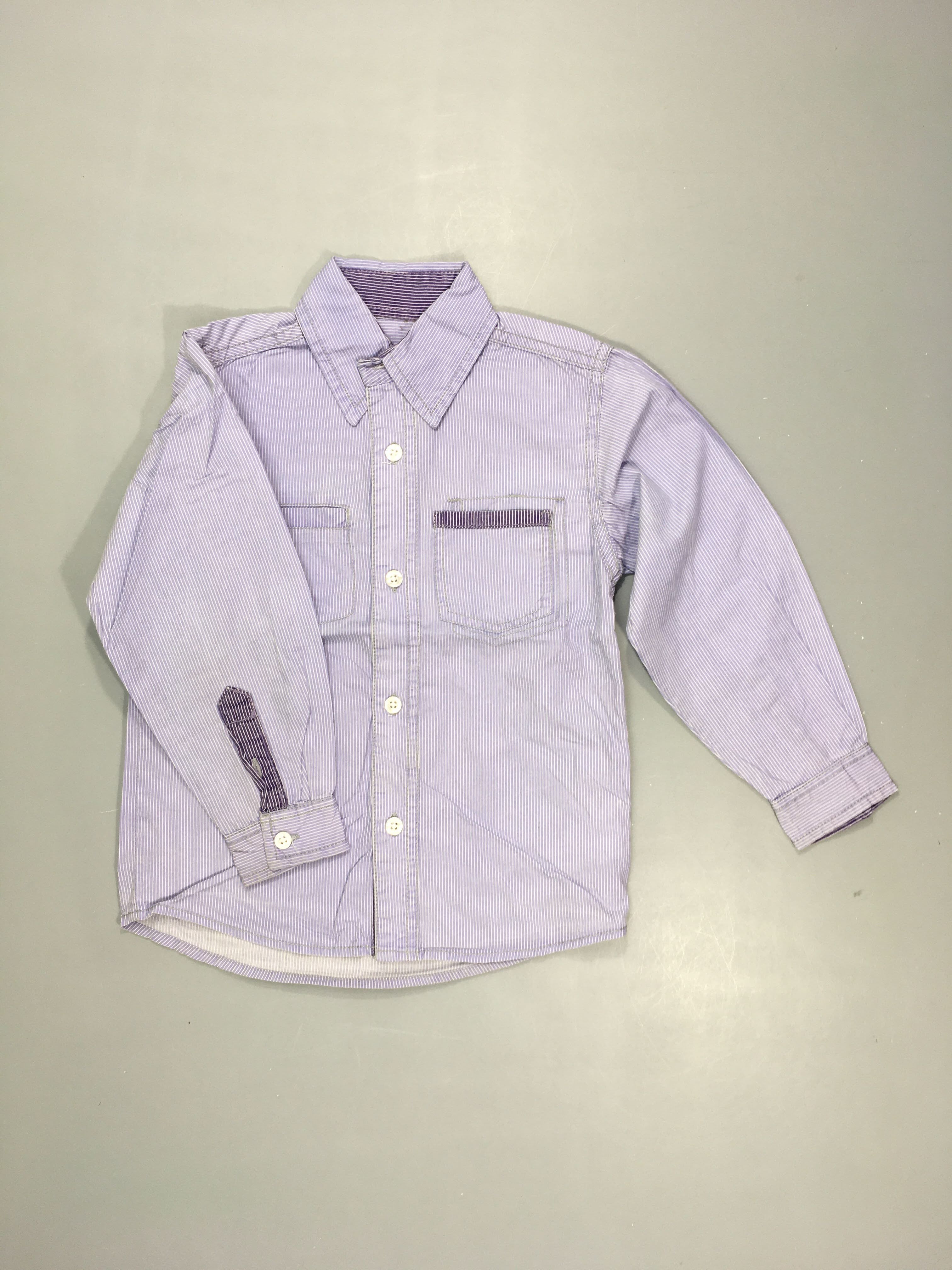 Chemise m.l bleue lignée blanc 100%coton