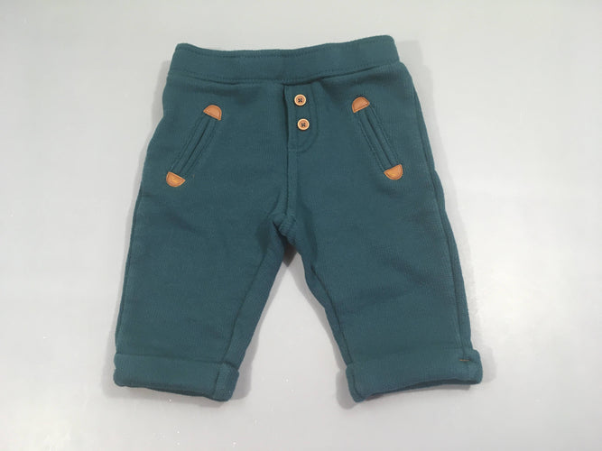 Pantalon jogging vert canard détails bruns, moins cher chez Petit Kiwi
