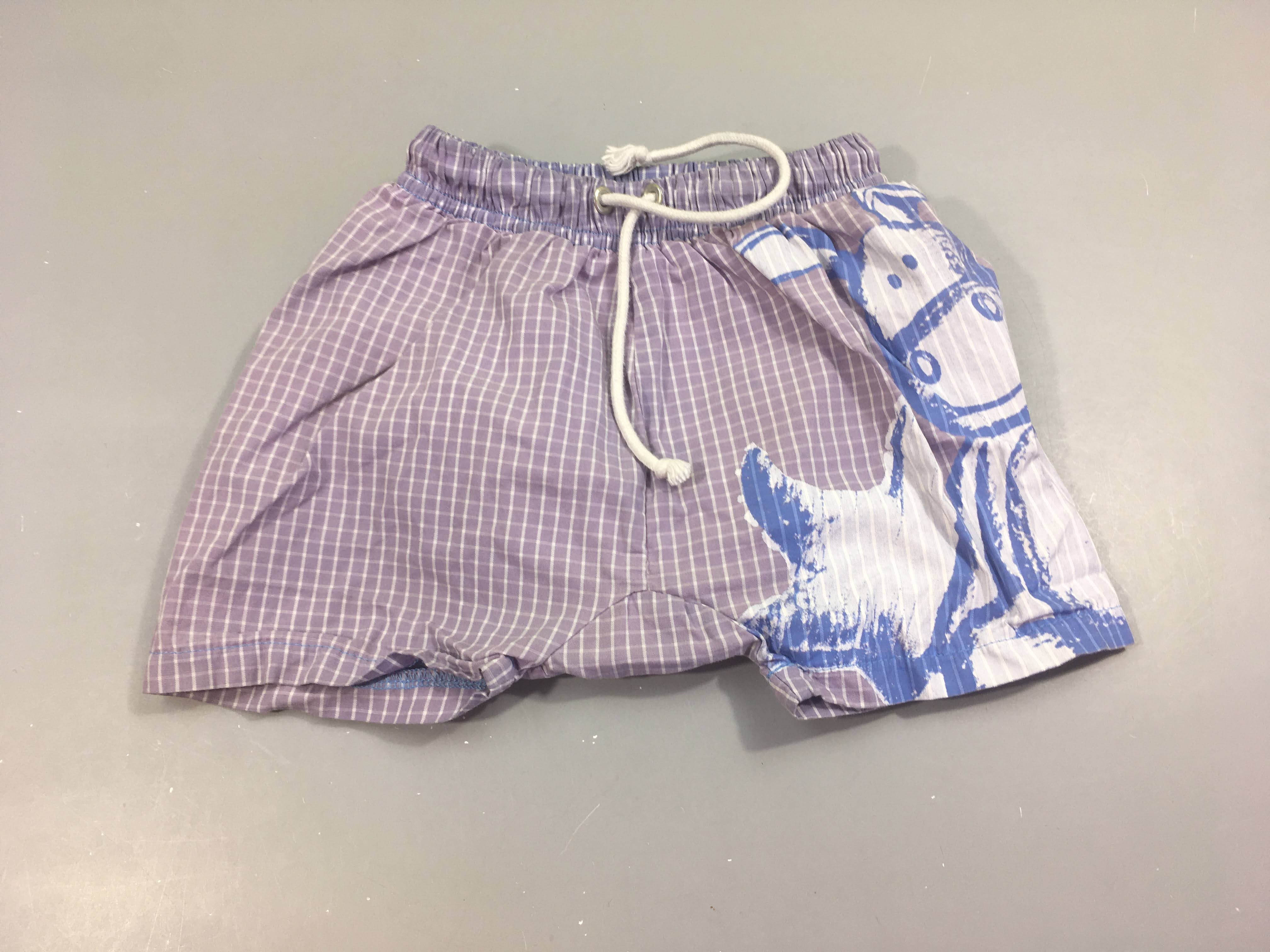 Maillot short mauve carreaux blancs