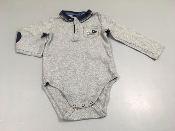 Body m.l gris col polo, moins cher chez Petit Kiwi