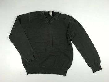 Pull noir col V délavé aux coutre
