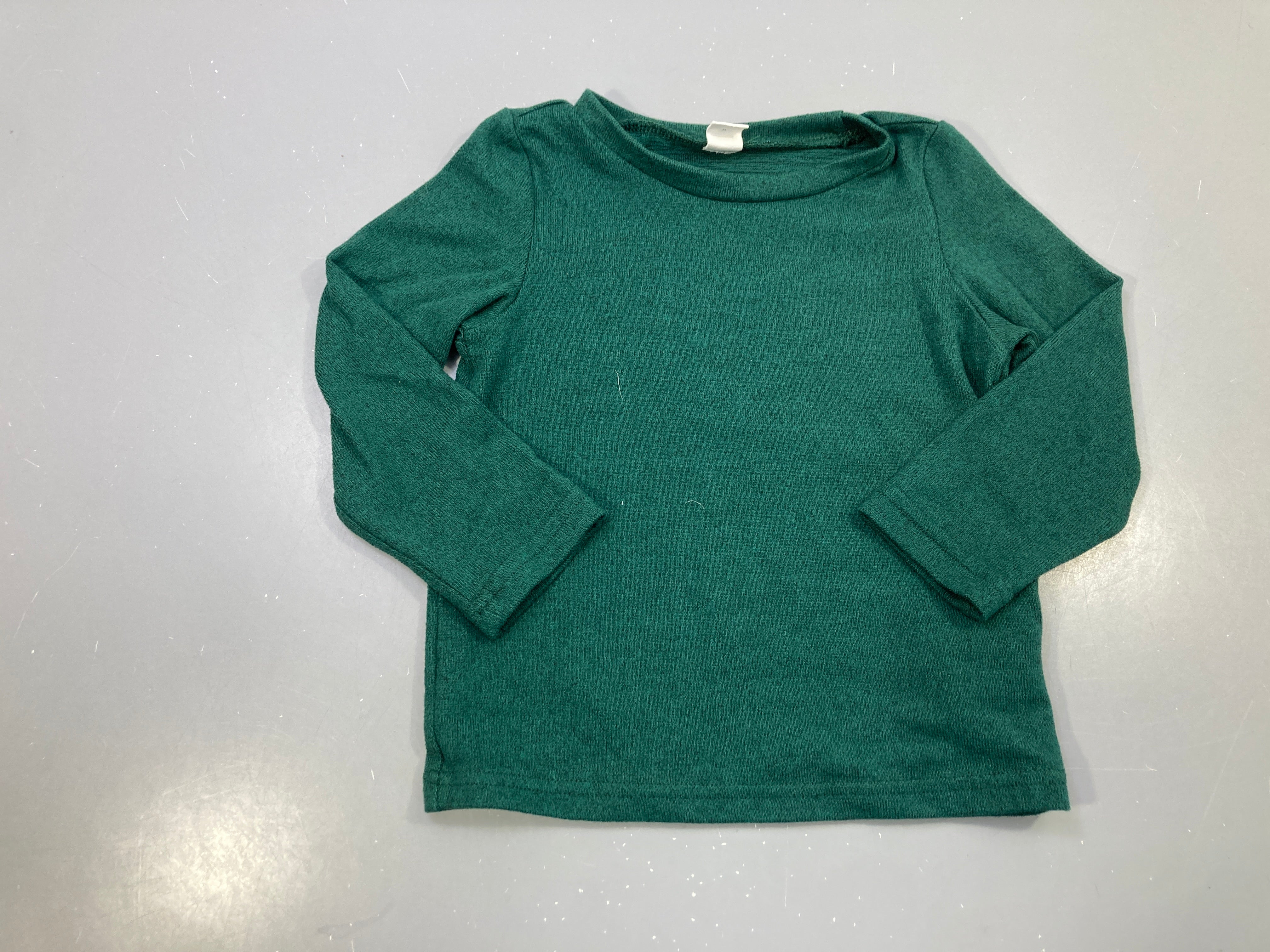T-shirt m.l vert émeraude chiné, maille fine