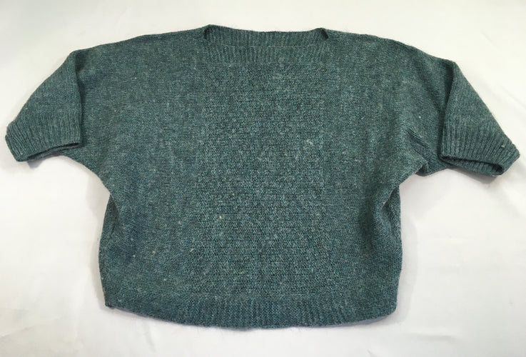 Pull court vert chiné, 15% alpaga 15% laine, taille S NafNaf, moins cher chez Petit Kiwi