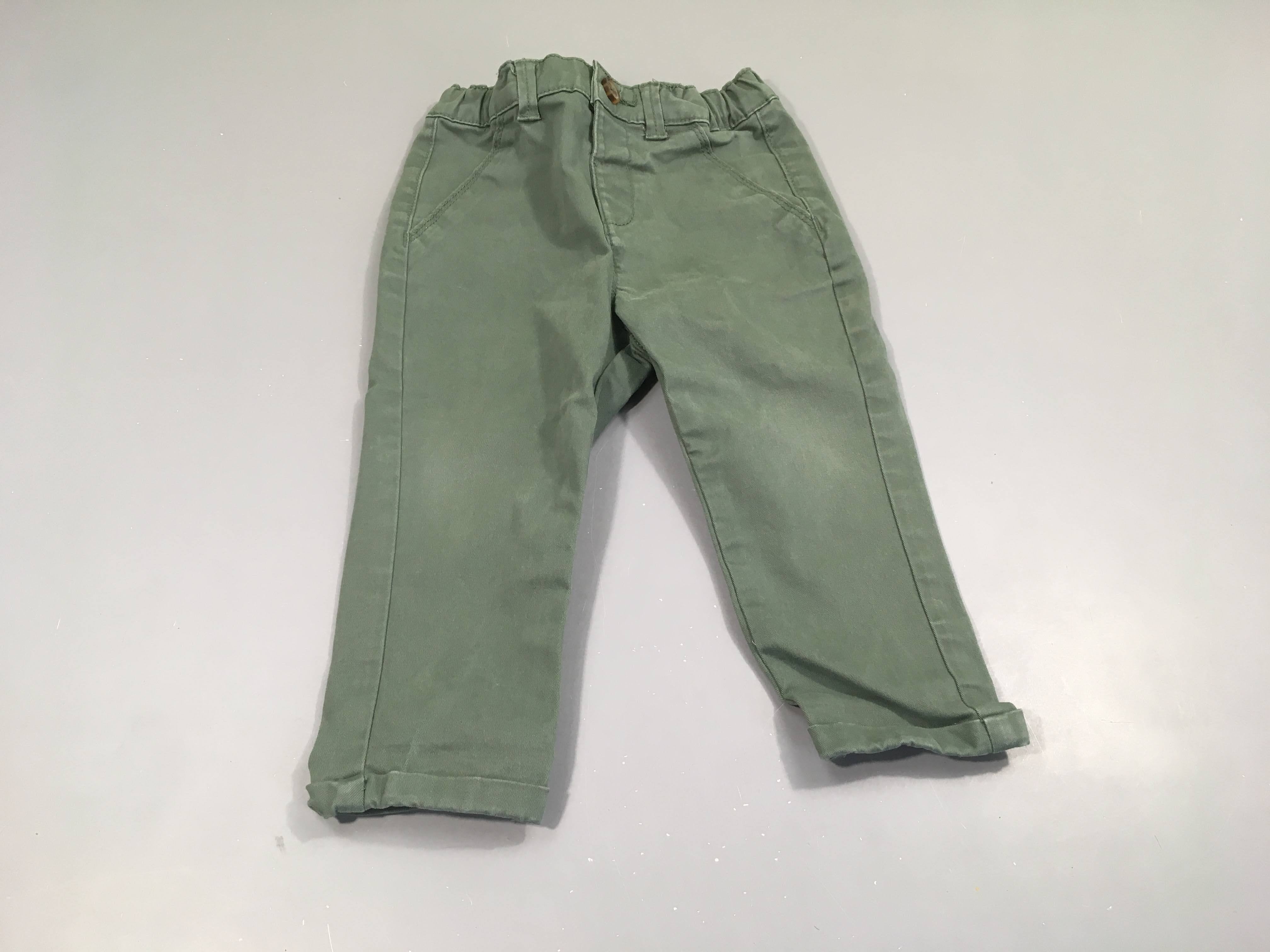 Pantalon chino à revers kaki