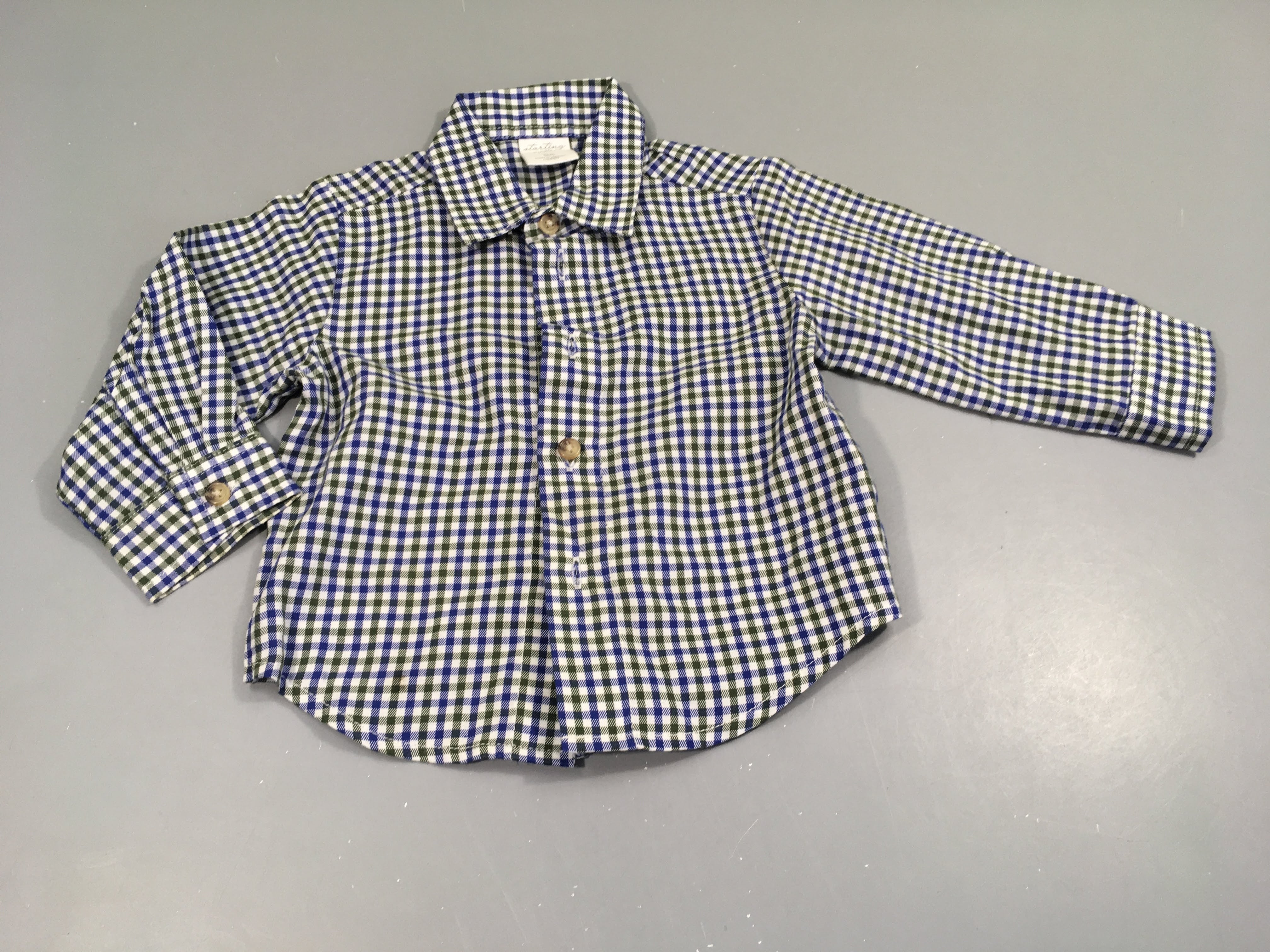 Chemise m.l à carreaux vert-bleu-blanc