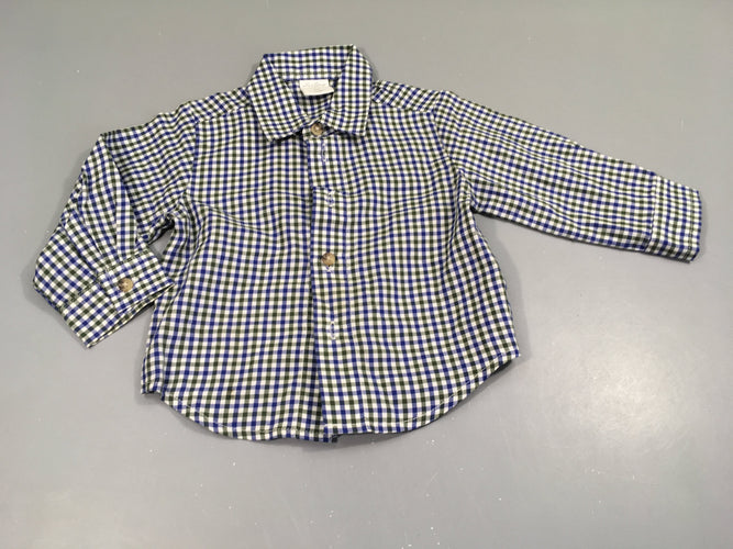 Chemise m.l à carreaux vert-bleu-blanc, moins cher chez Petit Kiwi