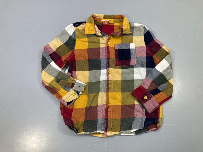 Chemise m.l à carreaux moutarde bordeaux vert kaki, flanelle, moins cher chez Petit Kiwi