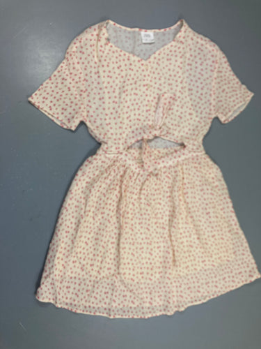 Robe m.c écru fleurie boutons, ouverture sur le devant, moins cher chez Petit Kiwi