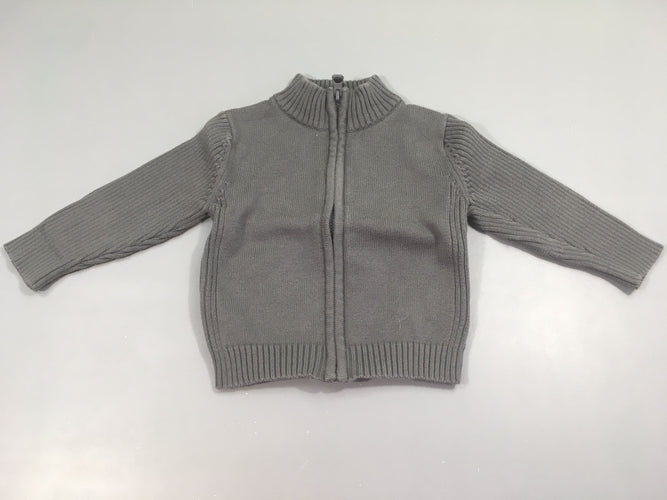 Gilet coton  gris foncé zippé, moins cher chez Petit Kiwi