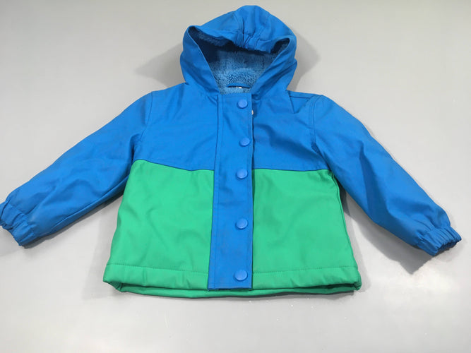 Ciré à capuche bleu-vert doublé peluche, moins cher chez Petit Kiwi